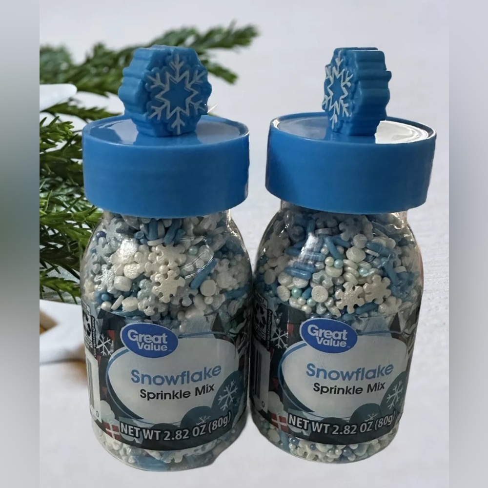 Snowflake Candy Confetti Edible Sprinkles Cake  Cookies Decorated Novelty Jar